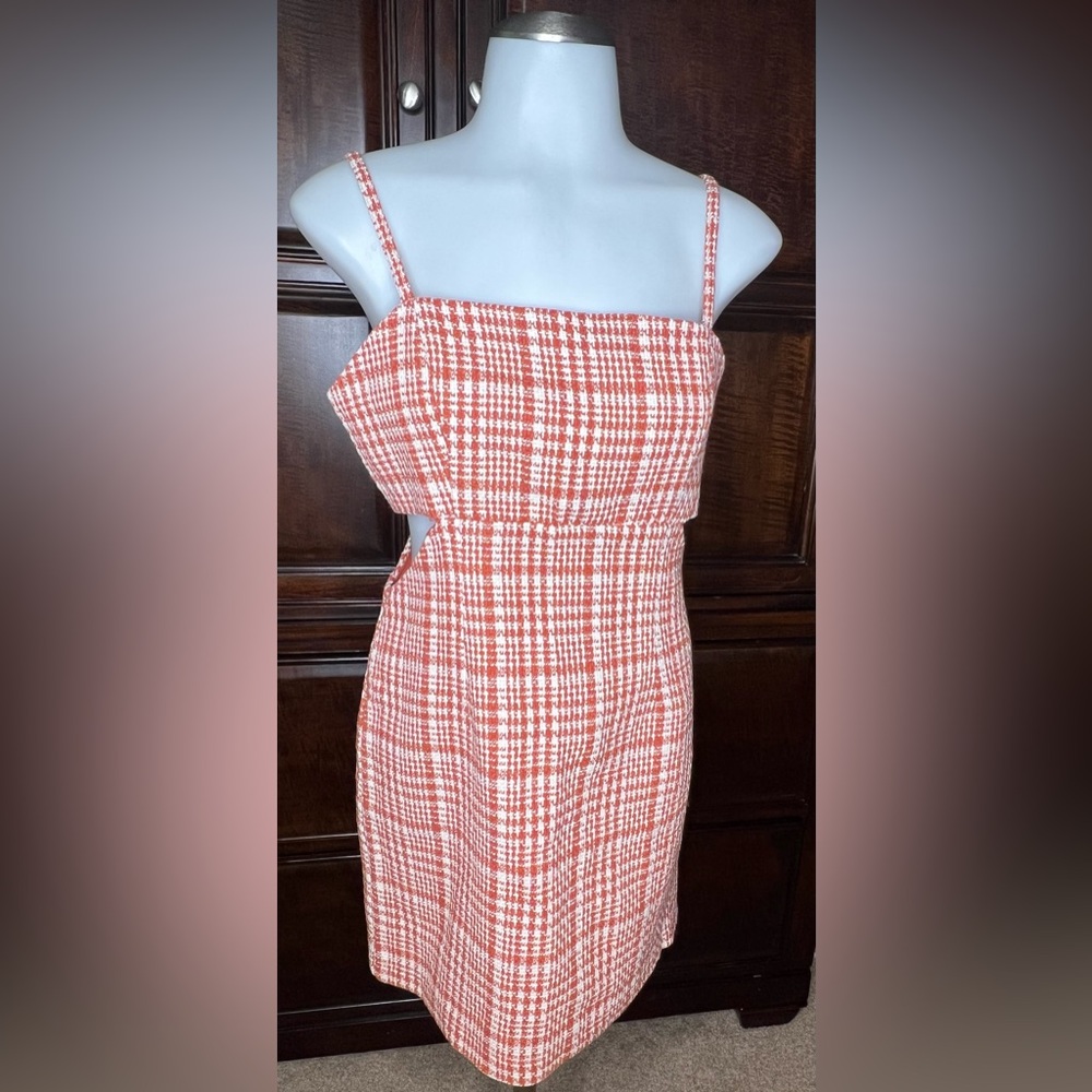 Plaid Sleeveless Dress in Rust and multi